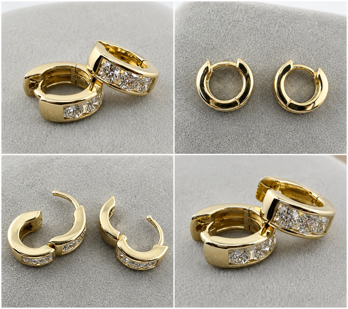 1/3 CTW G–H/SI Lab-Grown Diamond 14K Gold Channel-Set Huggie Earrings
