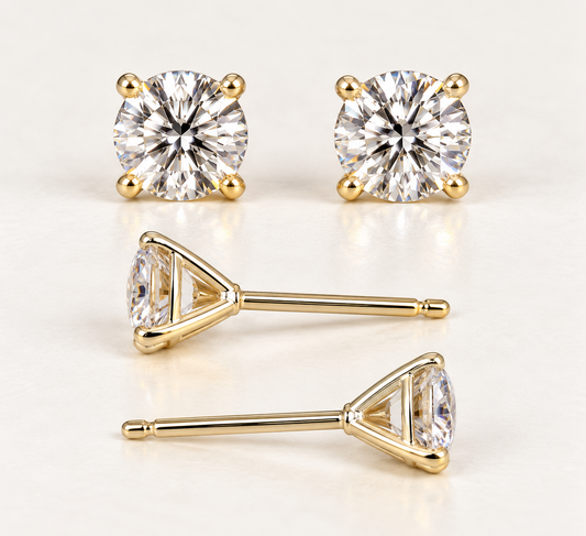 .50 CTW F/VS Lab-Grown Diamond Martini Stud 4 prong Earrings – 14K Yellow Gold