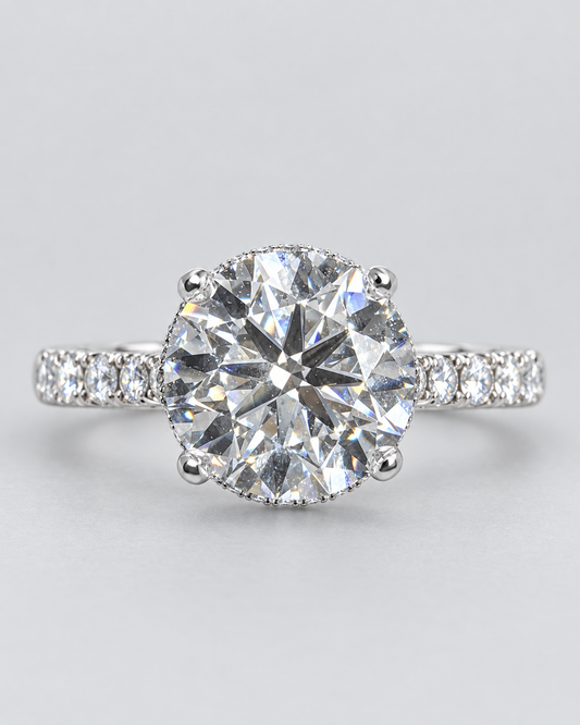 Approx. 2.50 CTW Round Brilliant Hidden Halo Lab Grown Diamond Engagement Ring – F VS1 – 14K White Gold - IGI Certified
