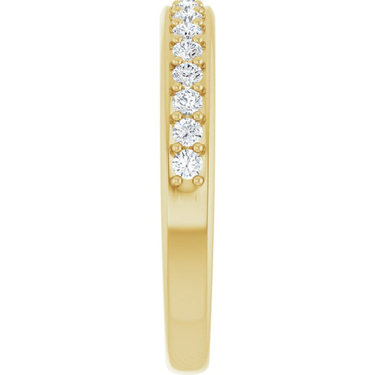 14K Yellow Gold 1/3 CTW Lab-grown Diamond Wedding or Anniversary Band 5C