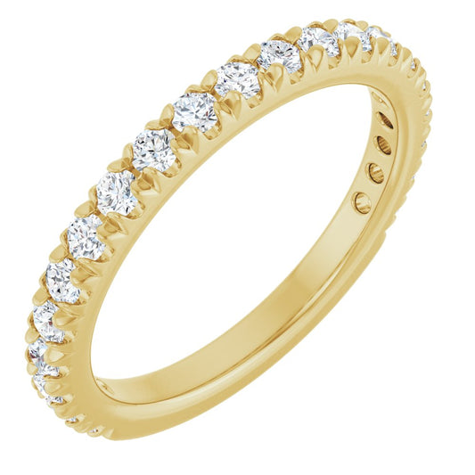 14K Gold 1/2 CTW Natural Diamond French-Set Wedding or Anniversary Band 5C