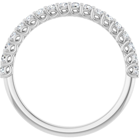 14K White Gold Tessellated Shared-prong 1/2 CTW Natural Diamond Anniversary Band 5C