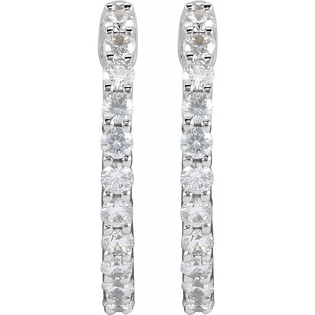 Lab-Grown Diamond Hoop Earrings - F+ VS Quality 14K Gold Inside-Out Hinged Hoops (.75-3 CTW, 17-30mm) 5C