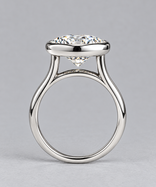 3 Ct E VS1 Ideal Round Lab-Grown Diamond Cathedral Bezel Ring | 14K White Gold - IGI Certified