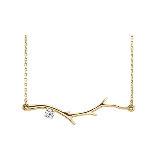 14K Yellow Gold Family Branch Birthstone Necklace (1-6 stones) 16-18" Adjustable 5C