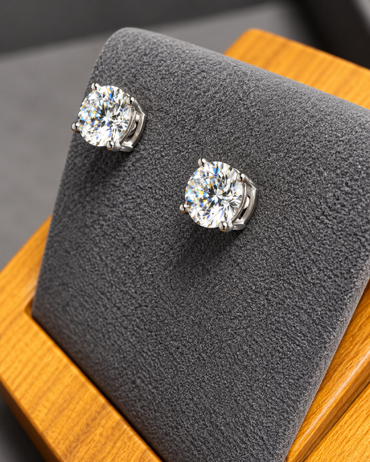 2 CTW Round Lab-Grown Diamond Stud Earrings – F/VS – 14K White Gold