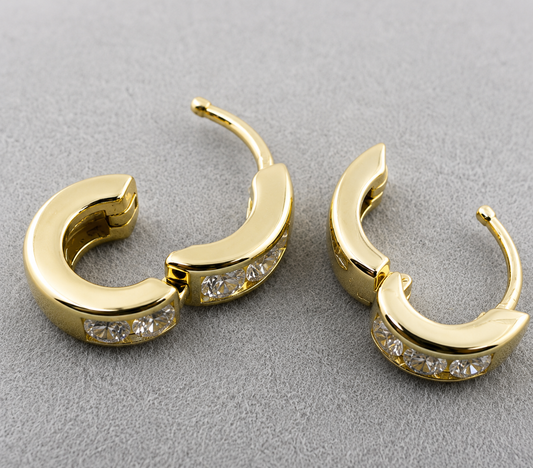 1/3 CTW G–H/SI Lab-Grown Diamond 14K Gold Channel-Set Huggie Earrings