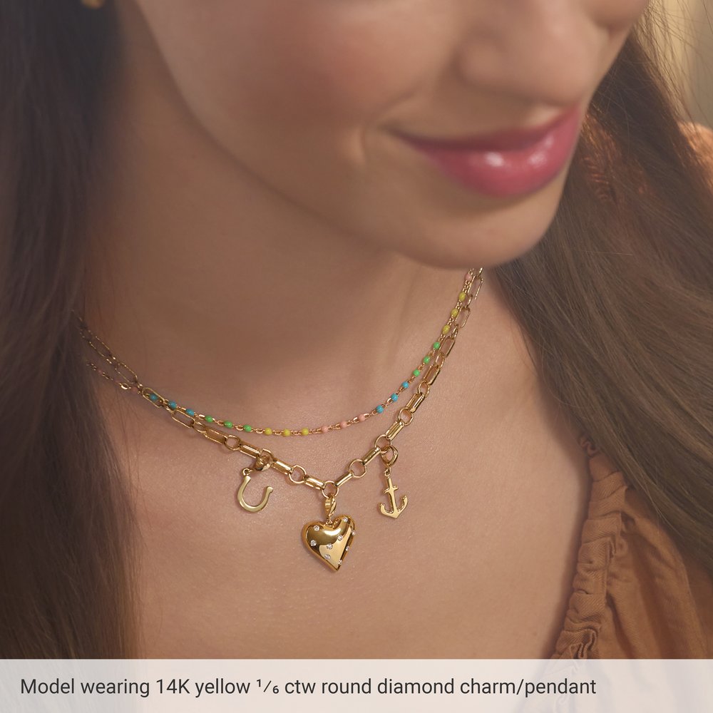 14K Yellow Gold 1/6 CTW Natural Diamond Puffy Heart Charm/Pendant 5C