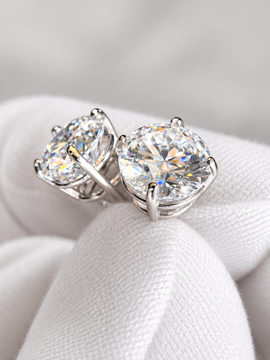 4 CTW D VS1 Lab-Grown Diamond Stud Earrings – IGI Certified | 14K White Gold