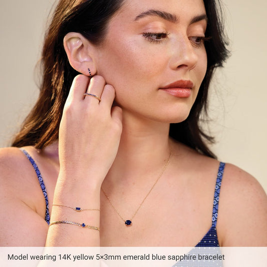 14K Yellow Gold Family Birthstone Bracelet 1-5 Simulated Stones ("6.5-7.5") Adjustable 5C