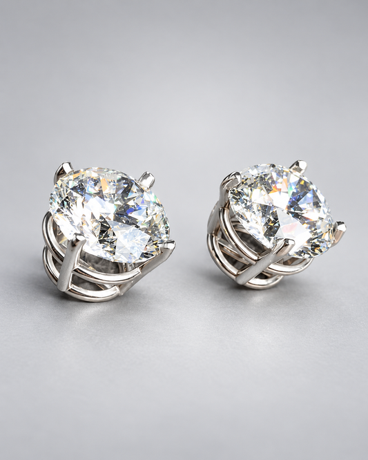 6 CTW IGI Certified Round Brilliant Lab-Grown Diamond Stud Earrings | E VS1 | Ideal Cut | 14K White Gold