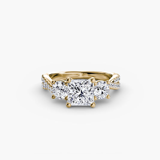 Intertwined Three-Stone Pavé Engagement Ring