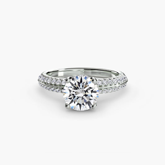 Solitaire Engagement Ring with Pavé Band - 2.6mm