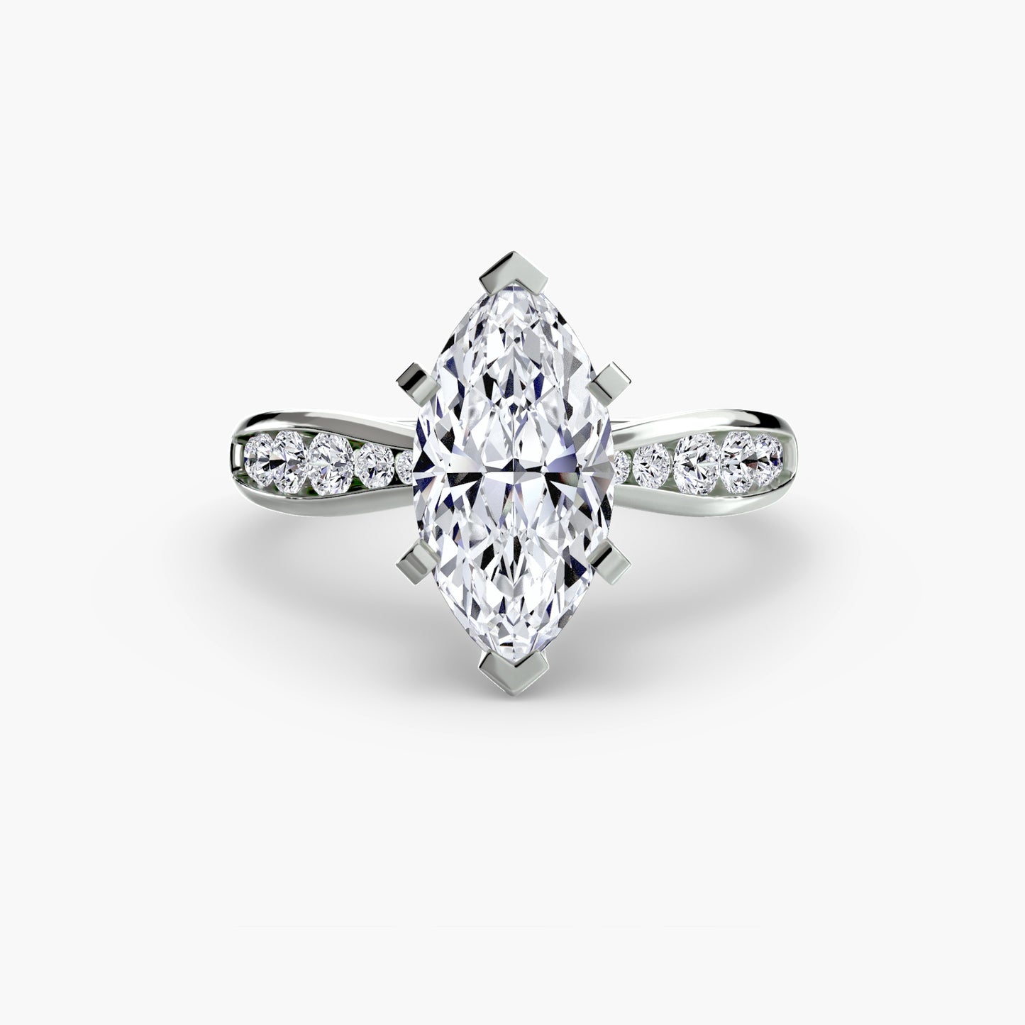 Solitaire Engagement Ring with Pavé Band - 2.3mm