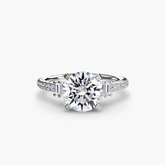 Solitaire Engagement Ring with Pavé Band - 2.4mm
