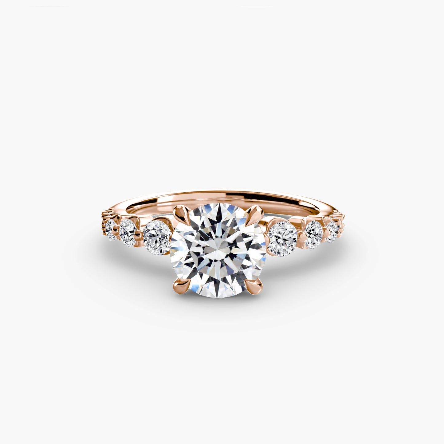 Cascade Solitaire Ring with Pavé Band - 2.3mm