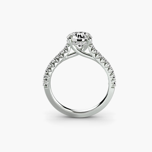 Solitaire Engagement Ring with Pavé Band 2.4mm