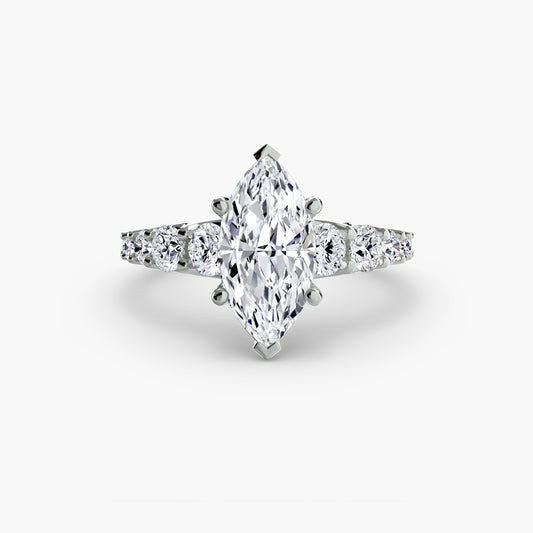 Graduated Accent Solitaire Engagement Ring