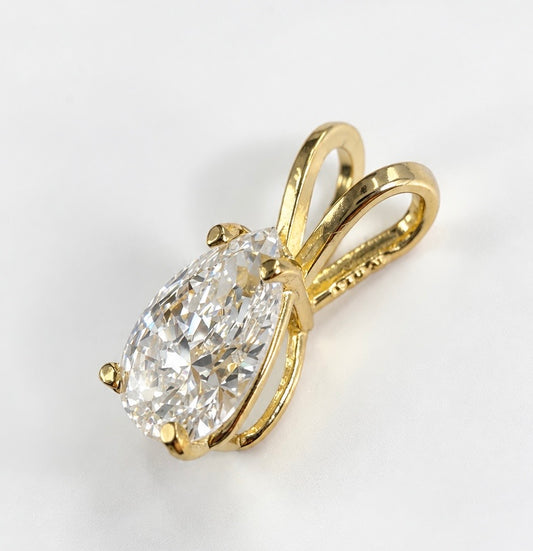 1.10 CT Pear Lab-Grown Diamond Pendant – D VS1 | 14K Yellow Gold