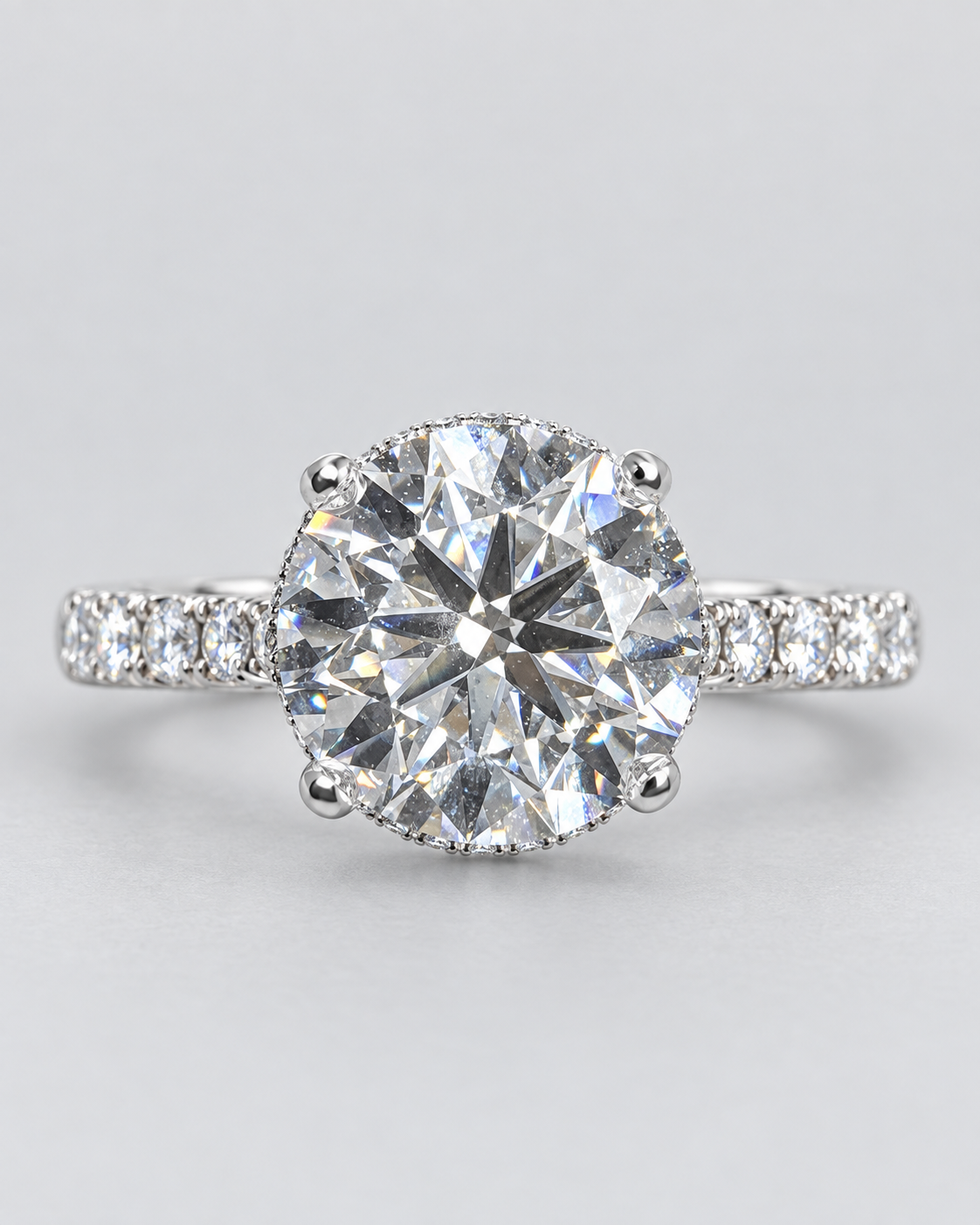 Approx. 2.50 CTW Round Brilliant Hidden Halo Lab Grown Diamond Engagement Ring – F VS1 – 14K White Gold - IGI Certified
