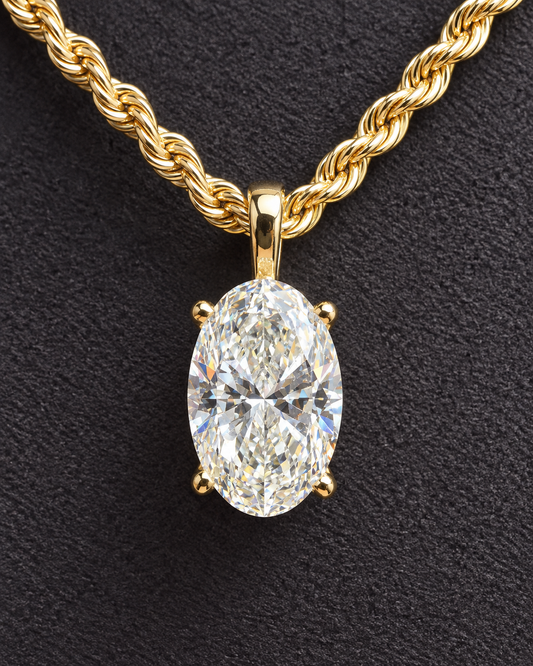 2 CT Oval Lab-Grown Diamond Scroll Pendant – 14K Yellow Gold | Chain Optional - IGI Certified