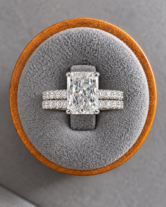 3.5 CTW Radiant Cut Lab-Grown Diamond Engagement Ring - French-set  | 14K White Gold - IGI Certified