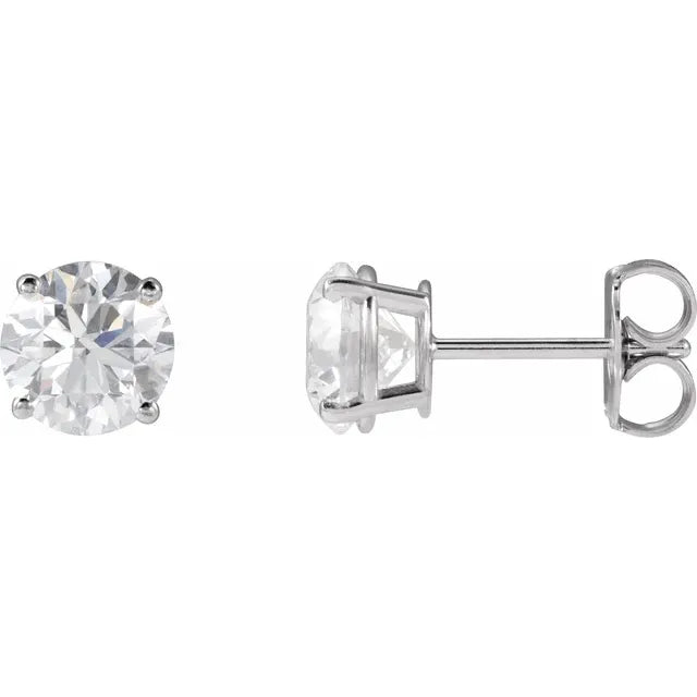 1 1/2 CTW Lab-Grown Diamond Stud Earrings - 5.75mm Round Brilliant F+ VS in 14k Yellow or White Gold 5C