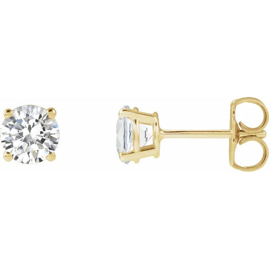 1 CTW Lab-Grown Diamond Stud Earrings - Round Brilliant VS F+ - 14k Yellow or White Gold 5C