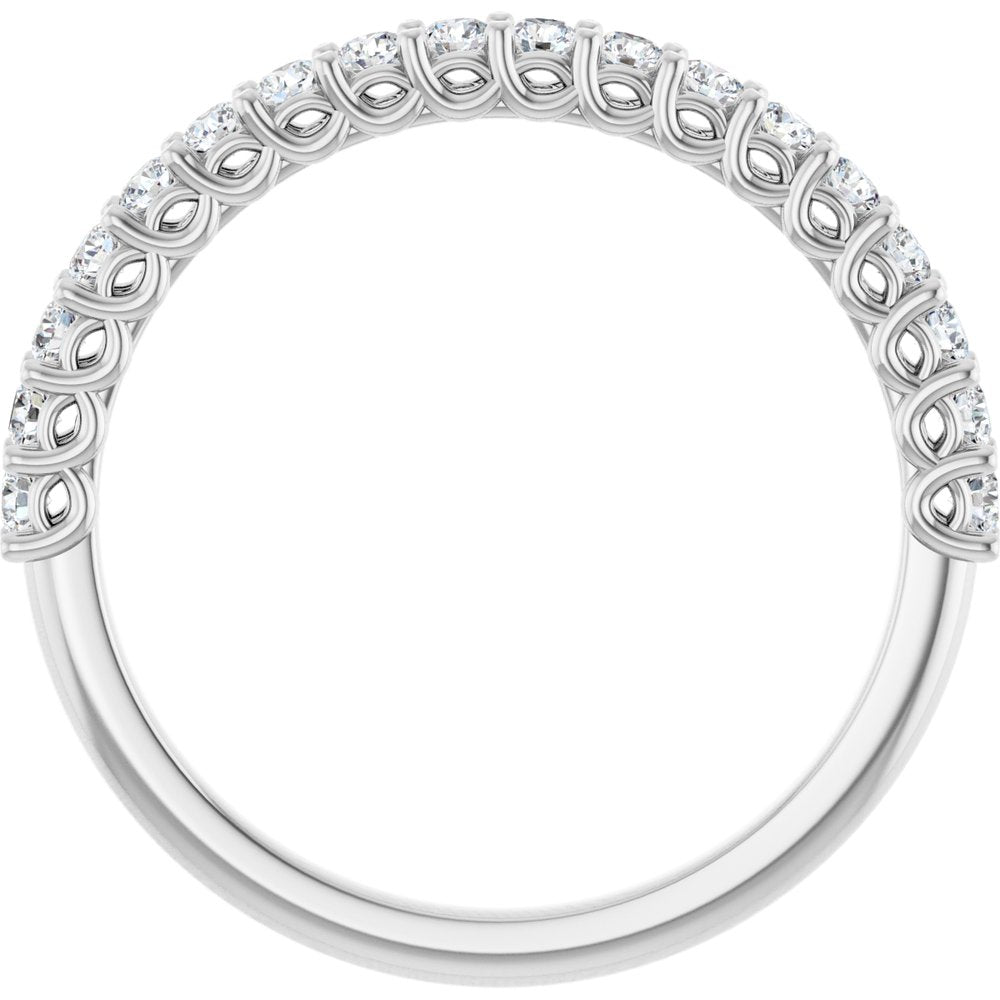 14K White Gold Tessellated Shared-prong 1/2 CTW Natural Diamond Anniversary Band 5C