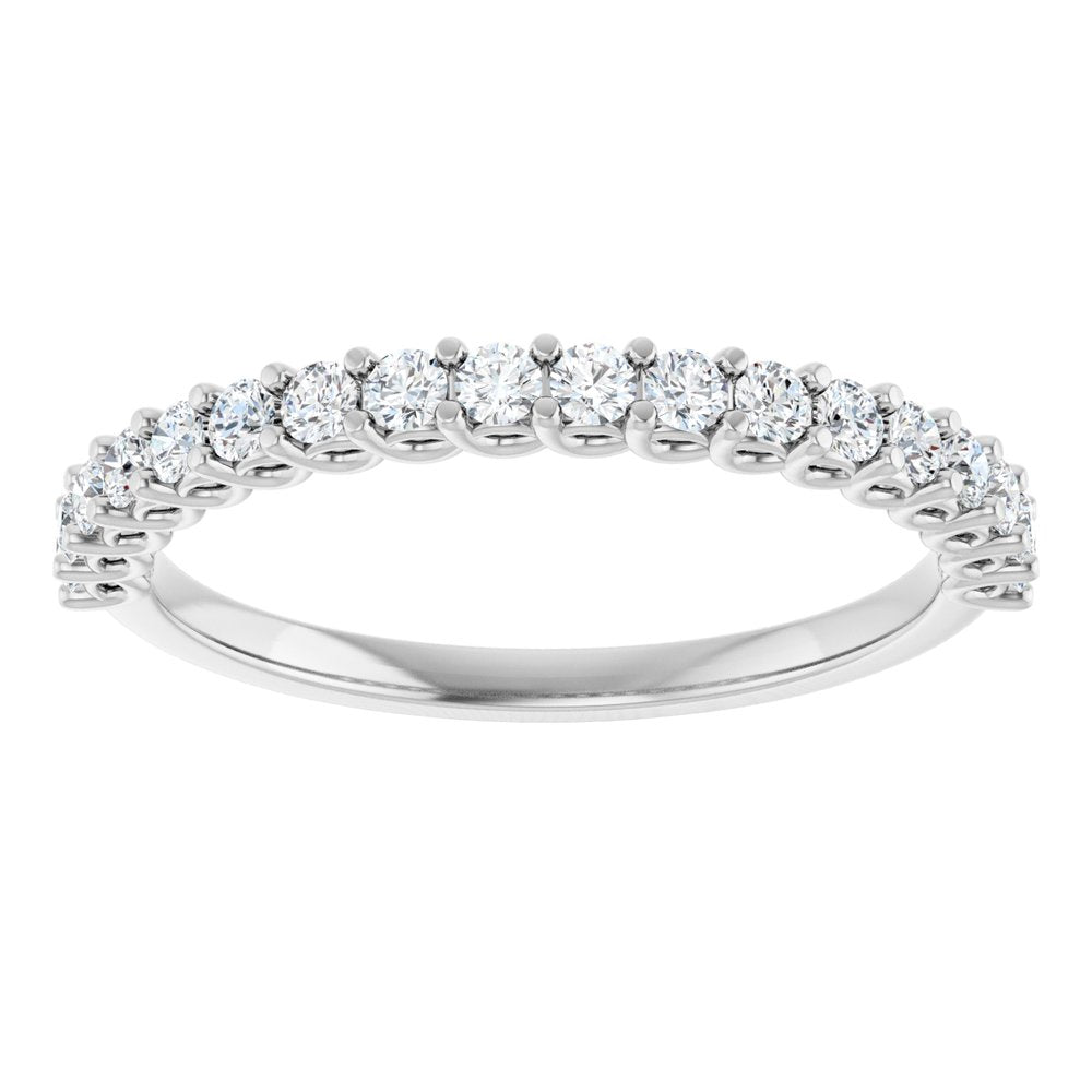 14K White Gold Tessellated Shared-prong 1/2 CTW Natural Diamond Anniversary Band 5C