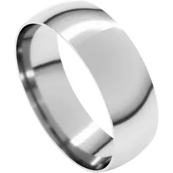 Mens 14K White Gold Comfort-Fit 6mm Half Round Band High Polish 5C
