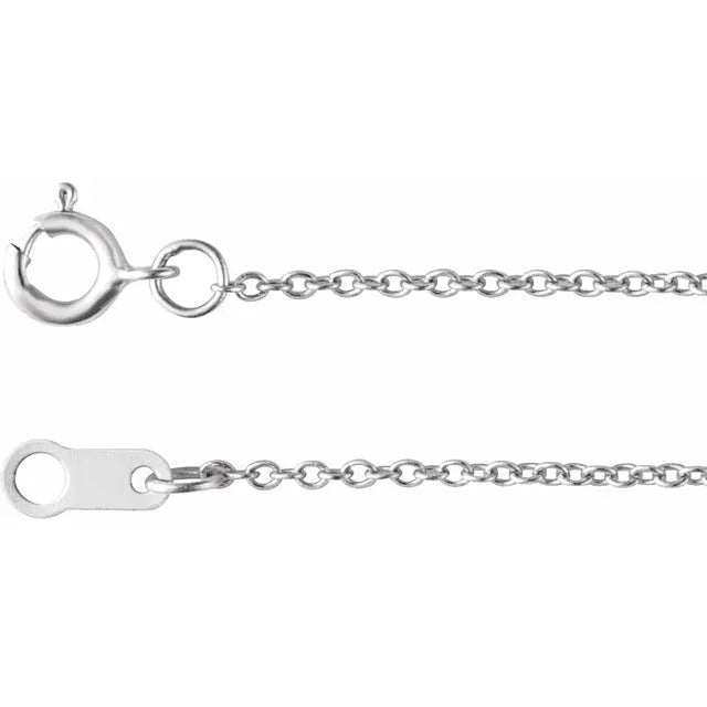 10K Yellow or White Gold 1 mm Cable Chain - 18 Inch Solid Gold Necklace 5C