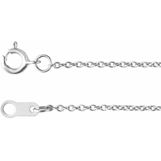 10K Yellow or White Gold 1 mm Cable Chain - 18 Inch Solid Gold Necklace 5C