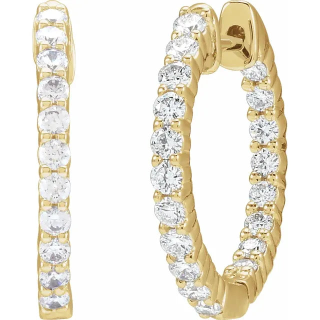 Lab-Grown Diamond Hoop Earrings - F+ VS Quality 14K Gold Inside-Out Hinged Hoops (.75-3 CTW, 17-30mm) 5C