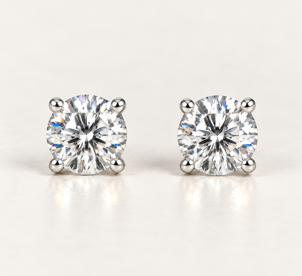 1.20 CTW Round Lab-Grown Diamond Stud Earrings – F/VS – 14K White Gold