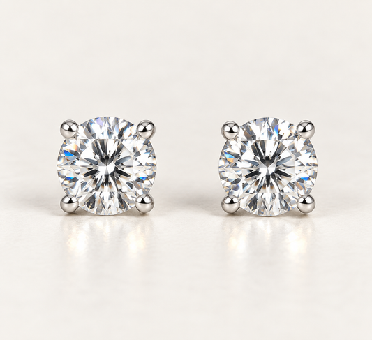 1.20 CTW Round Lab-Grown Diamond Stud Earrings – F/VS – 14K White Gold