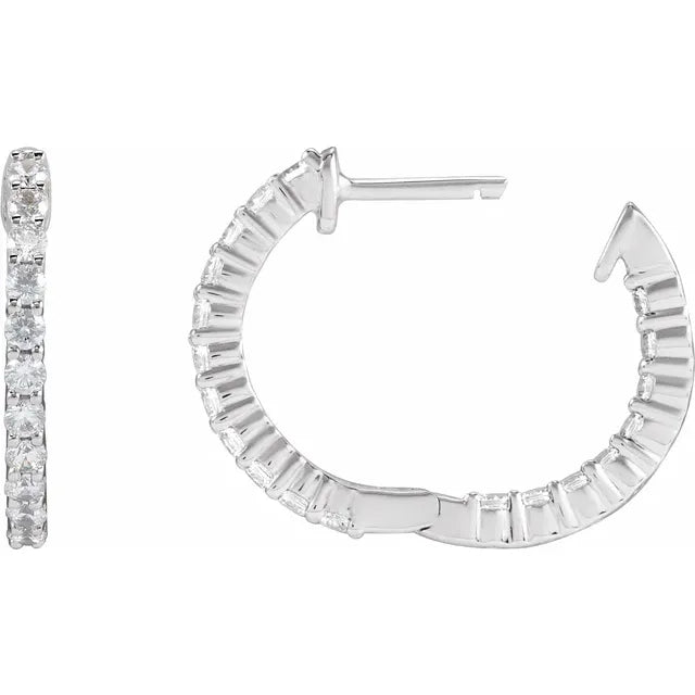 Lab-Grown Diamond Hoop Earrings - F+ VS Quality 14K Gold Inside-Out Hinged Hoops (.75-3 CTW, 17-30mm) 5C