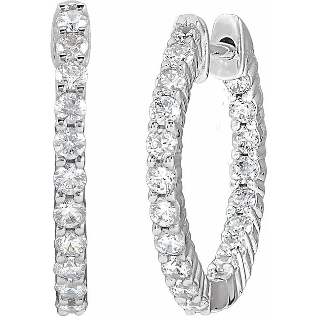 Lab-Grown Diamond Hoop Earrings - F+ VS Quality 14K Gold Inside-Out Hinged Hoops (.75-3 CTW, 17-30mm) 5C