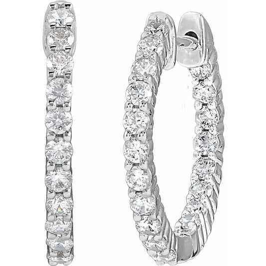 Lab-Grown Diamond Hoop Earrings - F+ VS Quality 14K Gold Inside-Out Hinged Hoops (.75-3 CTW, 17-30mm) 5C