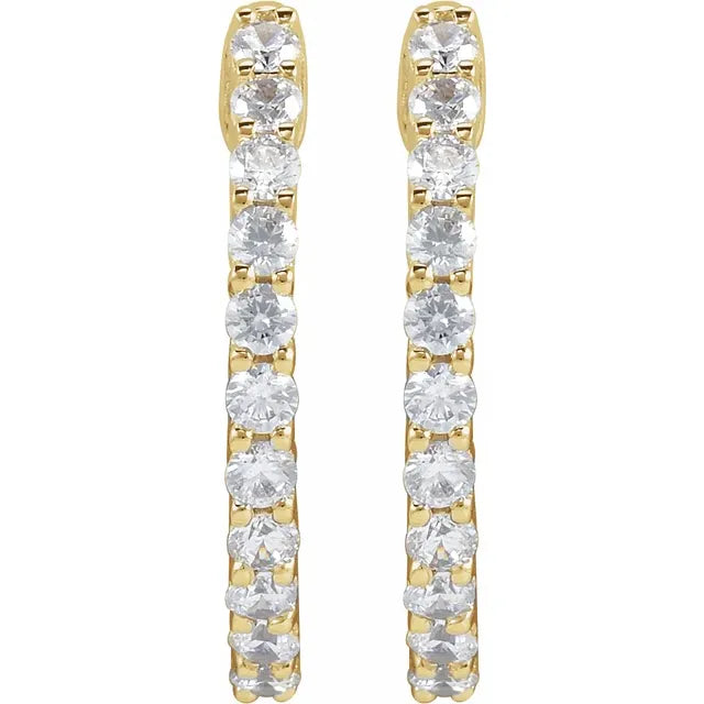 Lab-Grown Diamond Hoop Earrings - F+ VS Quality 14K Gold Inside-Out Hinged Hoops (.75-3 CTW, 17-30mm) 5C