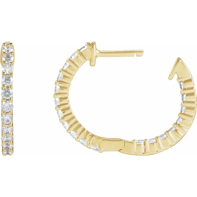 Lab-Grown Diamond Hoop Earrings - F+ VS Quality 14K Gold Inside-Out Hinged Hoops (.75-3 CTW, 17-30mm) 5C