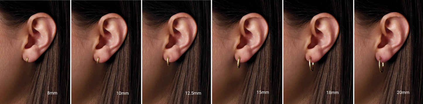 Sterling Silver Endless Hoop Earrings - Minimal Silver Huggie Hoops (10mm & 20mm) 5C