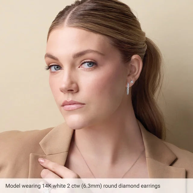 1/4 CTW Lab-Grown Diamond Stud Earrings - Round Brilliant - Yellow or White Gold 5C