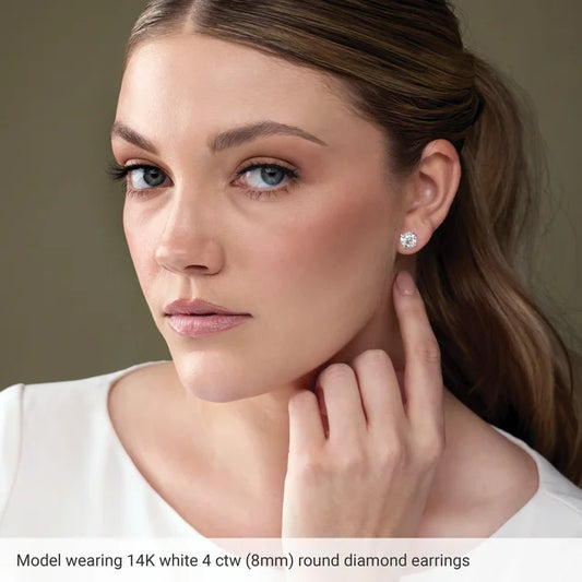 3 CTW Lab-Grown Diamond Stud Earrings - Round Brilliant F+ VS - 14k Yellow or White Gold 5C