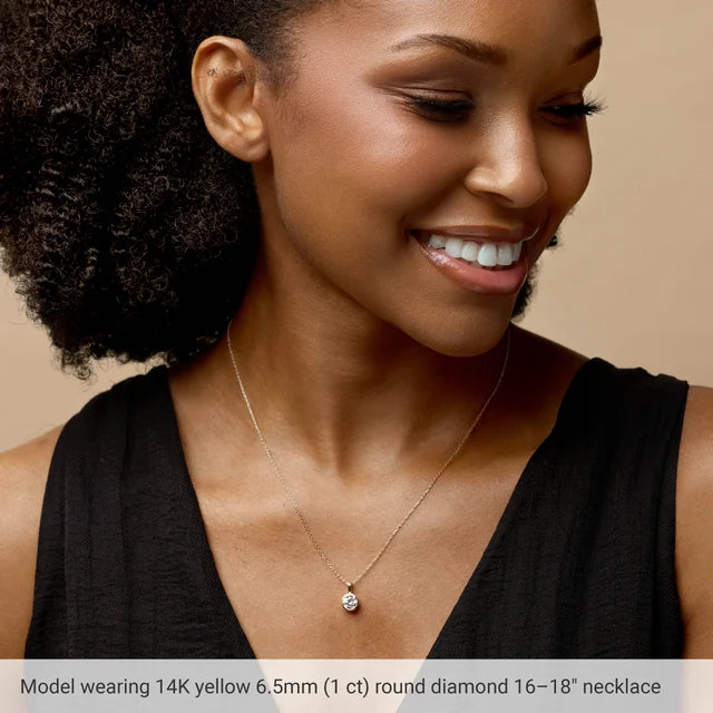 3 ct IGI Certified Lab-Grown Bezel Pendant Necklace - D Color VS1 Ideal Cut 14k Yellow Gold 5C