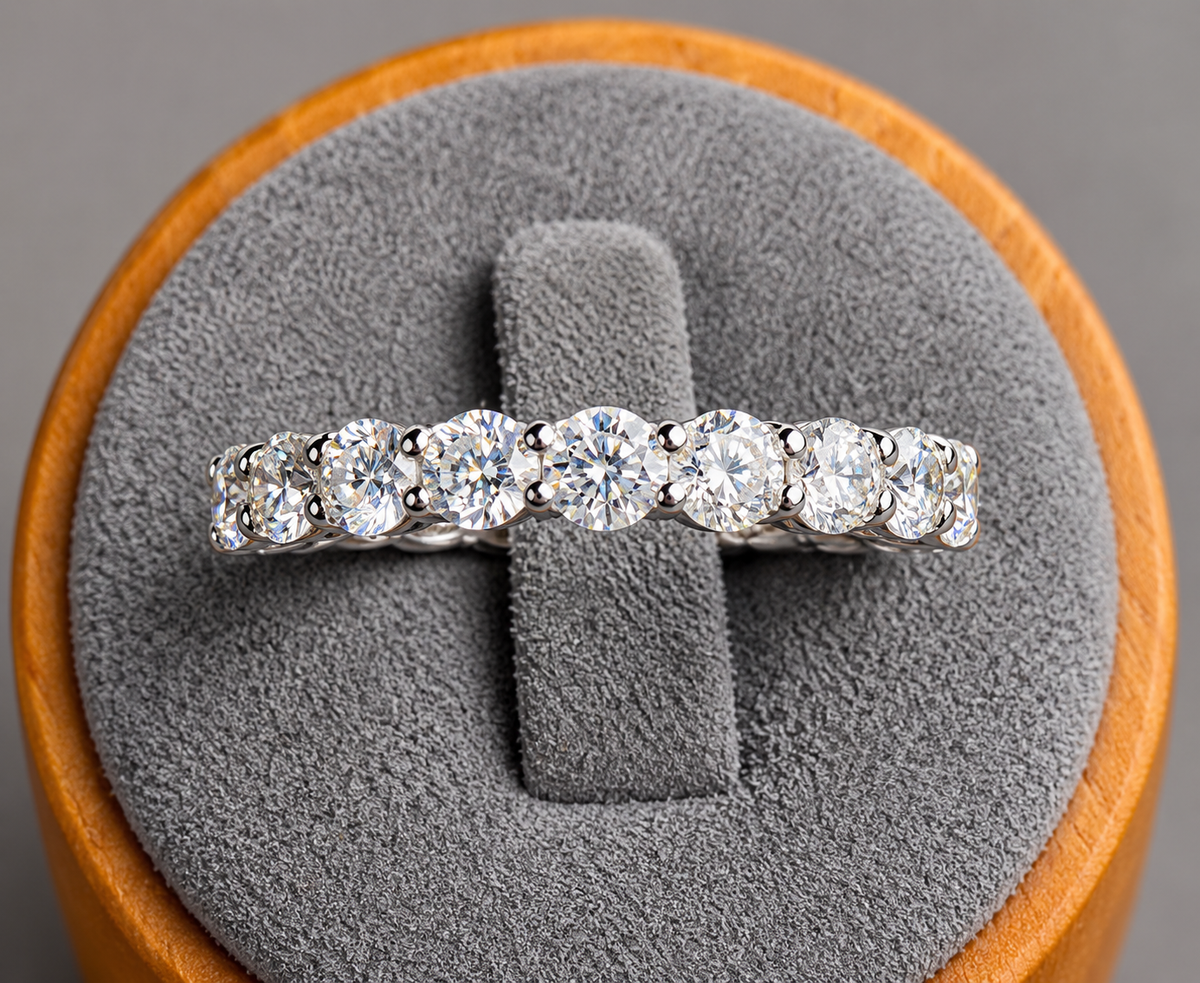 1.60 CTW Lab-Grown Diamond Eternity Band in 10K White Gold – IGI Certified - Size 7