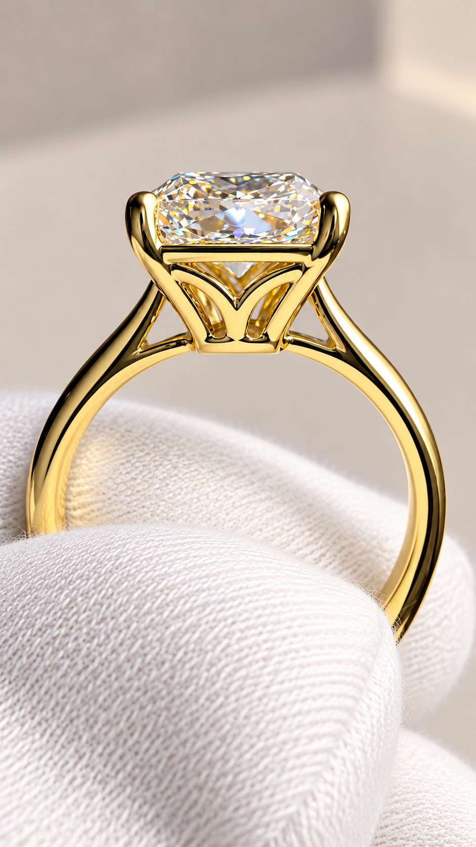4.00 CT Cushion-Cut Diamond Solitaire Ring | 14K Yellow Gold | E VVS2 Lab-Grown Diamond