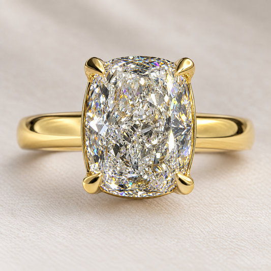 4.00 CT Cushion-Cut Diamond Solitaire Ring | 14K Yellow Gold | E VVS2 Lab-Grown Diamond