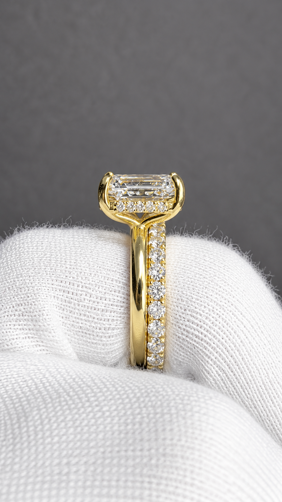 3.10 CT Emerald Cut Lab-Grown Diamond Hidden Halo Engagement Ring – E VS1, IGI Certified, 14K Gold