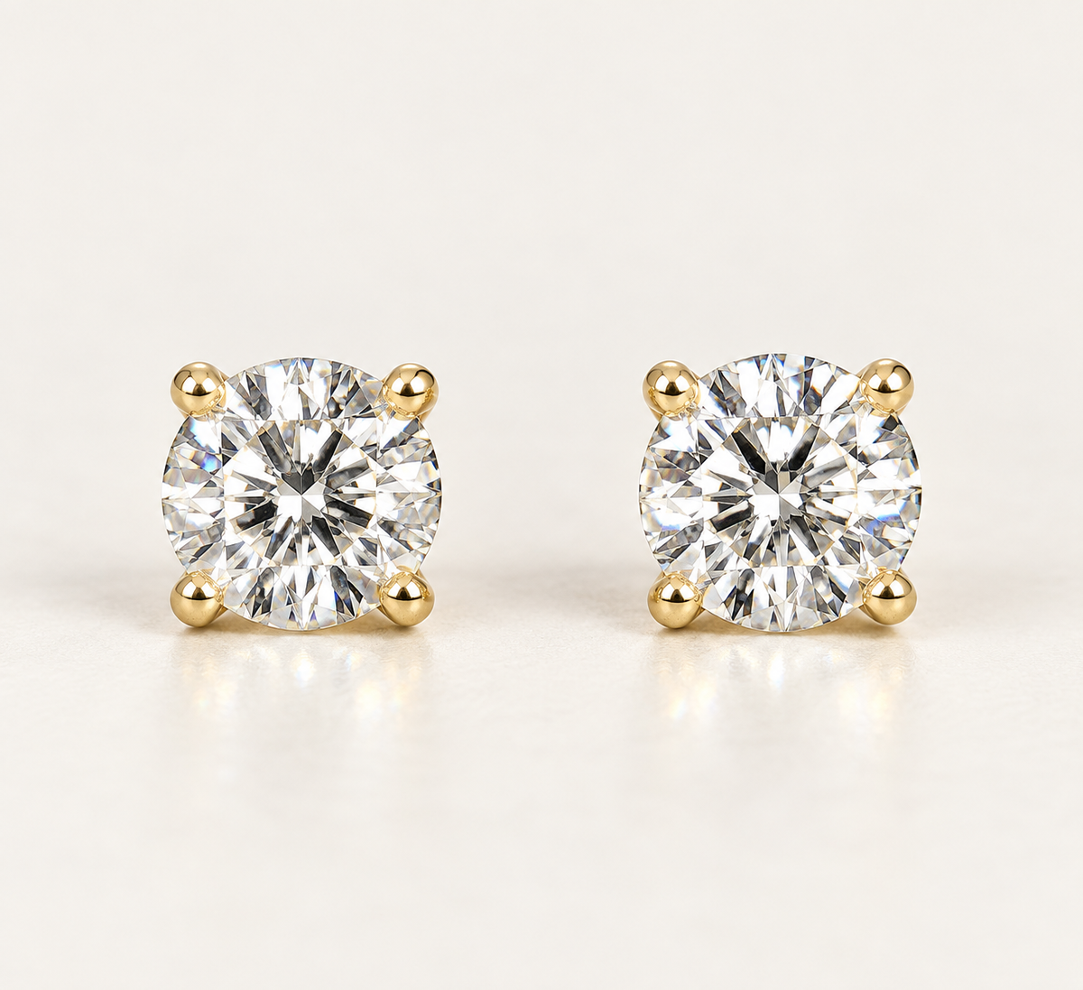 .50 CTW F/VS Lab-Grown Diamond Martini Stud 4 prong Earrings – 14K Yellow Gold